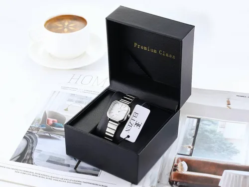 Vista 4 de Relojes dorados para mujer con pulsera vintage pequeña, estuche rectangular