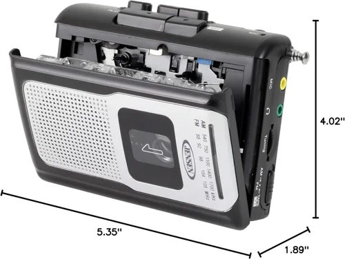 Vista 9 de Jensen CR-100 - Radio AM/FM portátil retro, reproductor de cassette personal, diseño compacto y ligero, estéreo de radio AM/FM, reproductor