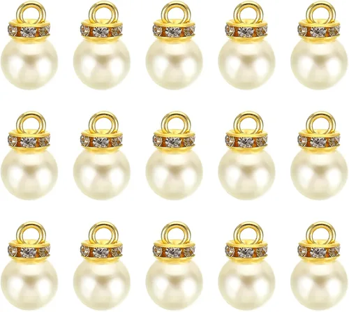 Vista 14 de PATIKIL 100 cuentas de perlas de perlas de imitación con diamantes de imitación DIY para hacer joyas, pulseras y aretes Plateado blanco