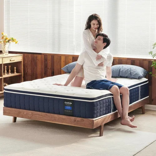 Vista 5 de Coolvie Colchón Twin de 10 pulgadas, Colchón híbrido con espuma viscoelástica de gel para un sueño nocturno fresco y alivio de presión, bolsillos