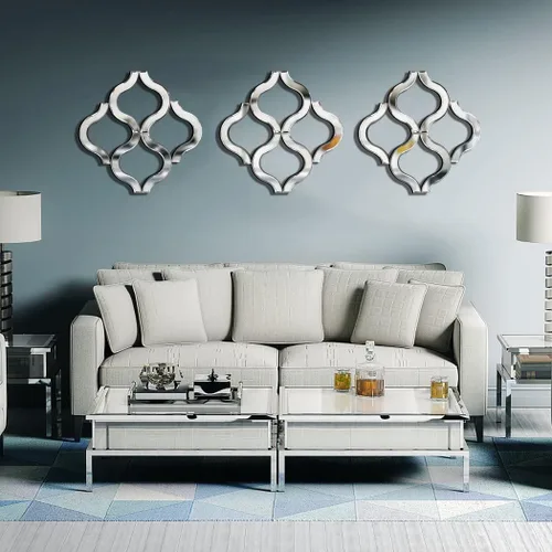 Vista 3 de DMDFIRST Espejo de pared en forma de arco, plateado, 14.75 x 14.75 pies, decoración moderna de moda, sin marco, borde biselado