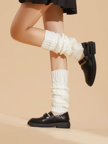 Vista 4 de COZYEASE Calcetines de invierno de ganchillo de punto sólido para mujer