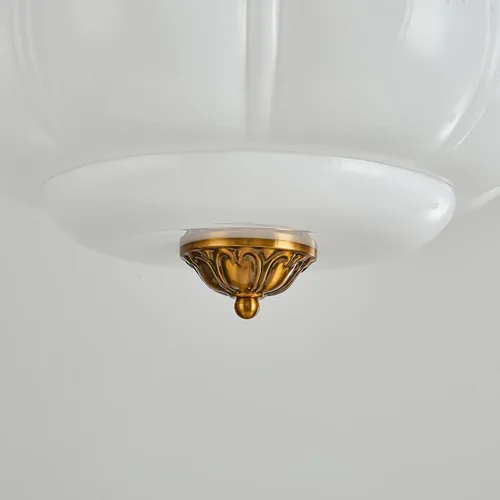 Vista 5 de Lámpara de techo semiempotrada vintage de 15 pulgadas, lámpara de cristal de leche con acabado de latón antiguo, lámparas colgantes modernas