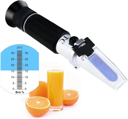 Vista 11 de Refractómetro Brix con ATC, Rango 0-32% Brix con 0.2% División, para Brandy, Cerveza, Frutas, Líquido de Corte, con Luz LED Extra y pipetas