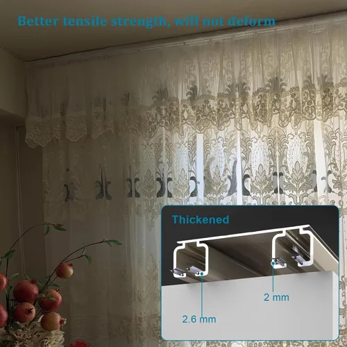 Vista 4 de Double Track Curtain Rail 6 8 10 Ft Curtain Track Ceiling Mount Smooth Sliding Ceiling Track Room Divider For Living Room, Bedroom