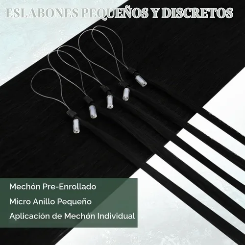 Vista 4 de Ugeat - Extensiones de cabello humano con microanillo, 14 pulgadas, extensiones de cabello Remy con microcuentas de 1 gm/hebra, 50 gms, extensiones