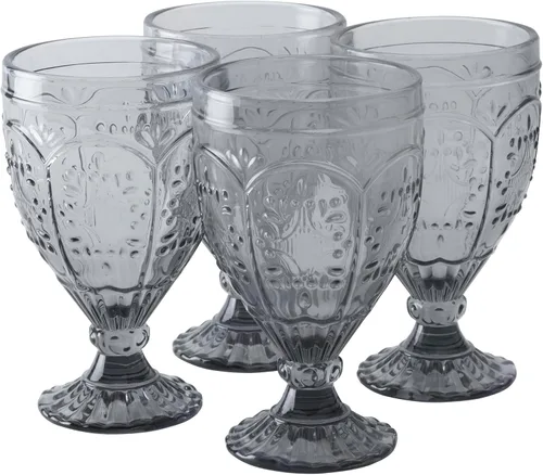 Vista 3 de Fitz and Floyd Vasos de mesa con pie ornamental, juego de 4, Humo