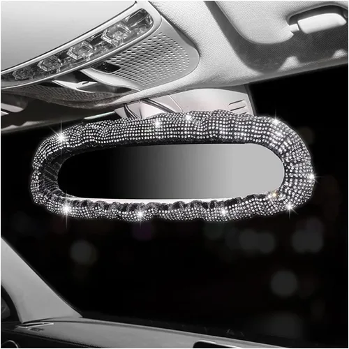 Vista 10 de Funda brillante para espejo retrovisor, protector elástico de felpa para espejo retrovisor, con diamantes de imitación brillantes decorativos
