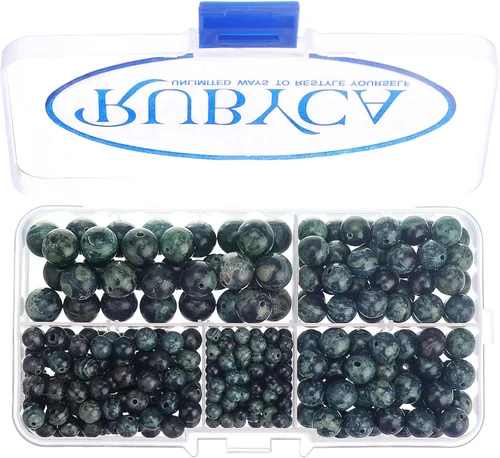 Vista 21 de RUBYCA Caja organizadora de cuentas sueltas redondas de turquesa africana natural, fabricación de joyas, tamaños mixtos