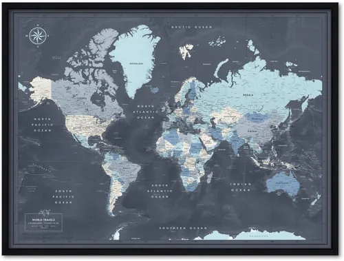 Vista 10 de Mapa de pared del mundo con alfileres - Mapa enmarcado con alfileres para el seguimiento y planificación de viajes - Inspirador más de 120 destinos