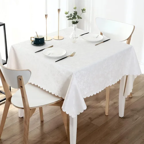 Vista 14 de Smiry Mantel cuadrado, mantel de vinilo resistente al agua, lavable, para cocina y comedor (azul bebé, 54 x 54 pulgadas)