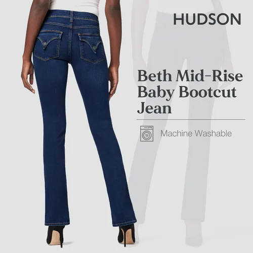 Vista 3 de HUDSON Jeans Beth Baby Bootcut para mujer con bolsillos traseros con solapa