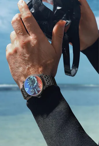 Vista 4 de Relojes impermeables para hombre reloj de pulsera analógico de cuarzo con correa de silicona para exteriores Negro