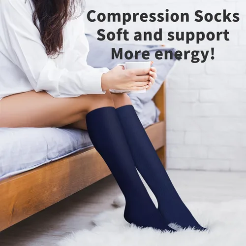 Vista 5 de COOLOVER Calcetines de compresión para mujeres y hombres (4 pares) - El mejor apoyo para correr, atletismo, enfermería, viajes, embarazo
