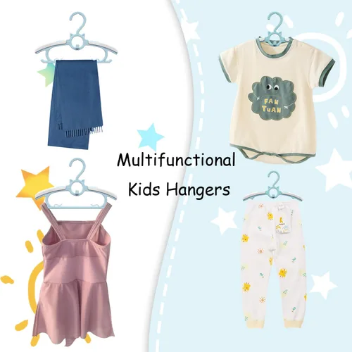 Vista 5 de 40 piezas de perchas extensibles para guardería de bebé, perchas para niños pequeños ajustables y antideslizantes para ropa de bebé, percha