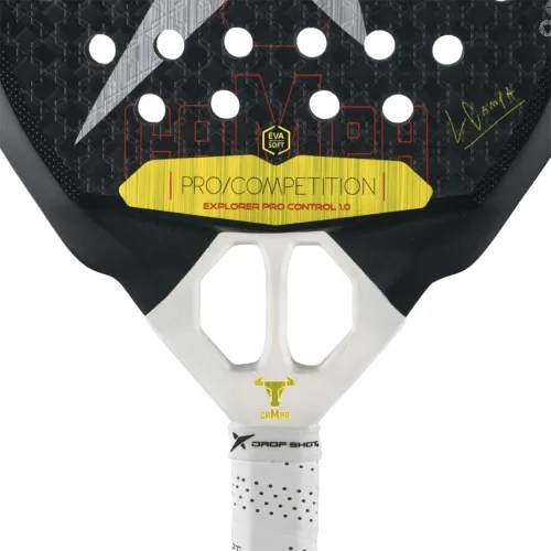 Vista 4 de Drop Shot Explorer Pro Control 1.0 - Raqueta de pádel - Cara de carbono de 12 quilates con núcleo suave Eva, forma redonda, equilibrio bajo