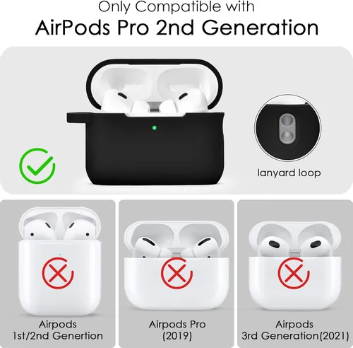 Vista 2 de Filoto - Estuche para AirPods Pro de 2ª generación 2022, funda protectora de silicona bonita con llavero de pulsera y accesorios para Apple AirPods