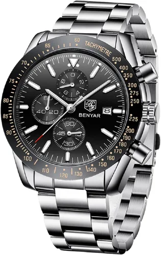 Vista 17 de BENYAR Reloj analógico de cuarzo cronógrafo impermeable luminoso de diseñador para hombre, reloj de pulsera para hombre, para negocios, trabajo