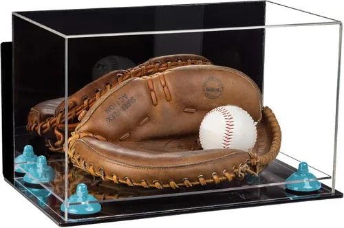 Vista 94 de Better Display Cases Vitrina de guantes de béisbol de acrílico transparente con elevadores negros (A011/V16)