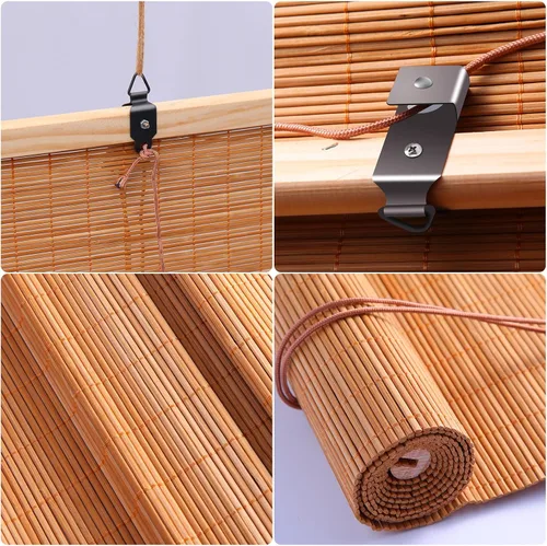 Vista 4 de Persianas de bambú para ventanas, persianas de bambú para patio al aire libre, tamaño personalizado, protección de privacidad, fácil instalación