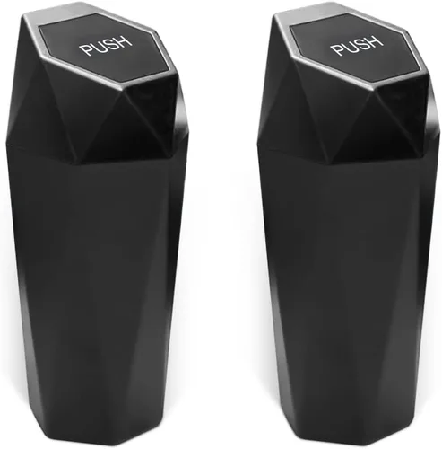 Vista 12 de Cubo de basura para automóvil con tapa, mini cubo de basura portátil para automóvil, pequeño diseño de diamante a prueba de fugas, contenedores