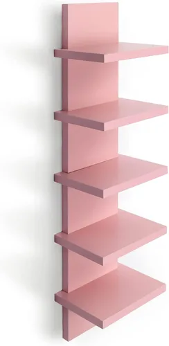 Vista 16 de Estantes de pared de 5 niveles en negro, estante de columna vertical flotante, organizador de almacenamiento para decoración del hogar, diseño