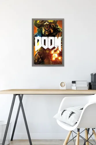Vista 6 de Trends International Doom - Cyber Demon Wall Poster, 22.4L x 14.7W, Barnwood Framed Version