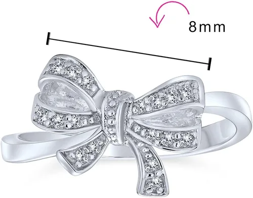 Vista 4 de Romántica fiesta de fiesta nupcial estilo victoriano vintage zirconia cúbica pavimenta CZ moda cinta arco anillo para mujeres para baile de fin