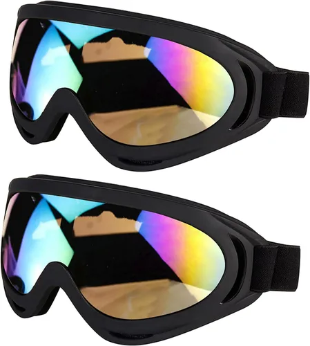Vista 19 de LJDJ Gafas de motocicleta – Juego de 2 gafas – Dirt Bike ATV Motocross anti-UV ajustable para montar fuera de carretera protección combate táctico