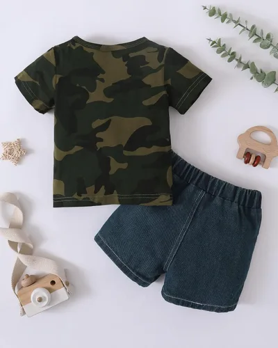 Vista 15 de Conjunto de ropa de verano para bebé y niño, camiseta de manga corta de algodón, pantalones cortos de dinosaurios, conjunto de ropa para niño