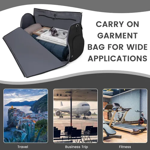 Vista 8 de Goplus Bolsa de mano para ropa, bolsa de viaje impermeable con compartimento para zapatos, correa de hombro desmontable, maleta 2 en 1, bolsa