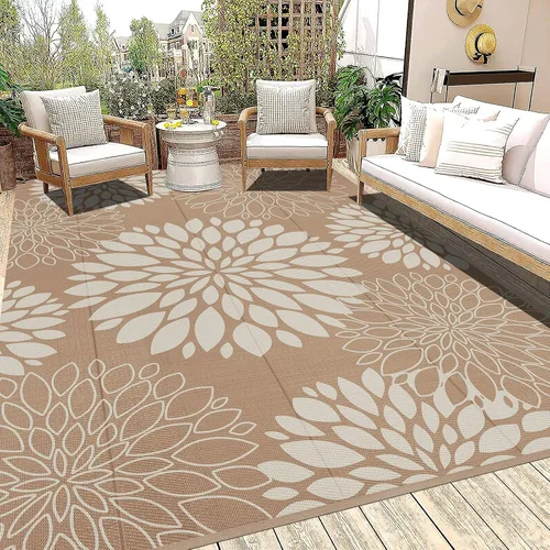 Vista 14 de Ileading Alfombra impermeable para exteriores de 5 x 8 pies, reversible, de paja de plástico, portátil, para interiores y exteriores, caravana