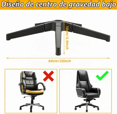 Vista 2 de YAYODS Piezas de repuesto para base de silla de oficina, resistentes, 2500 libras, base de silla de escritorio de 28 pulgadas, reemplazo universal