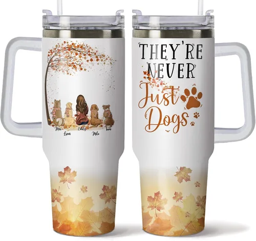Vista 19 de Gossby Vaso personalizado de 40 onzas con asa y tapa, regalo personalizado para papá para hombres con diseño, nombre, vaso aislado de acero Hombre