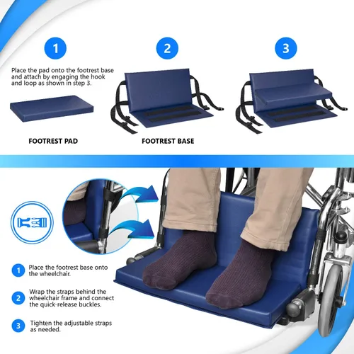 Vista 5 de NYOrtho Extensor de reposapiés para silla de ruedas, protector de cojín de piernas, se asegura fácilmente con correa de liberación rápida, anchos