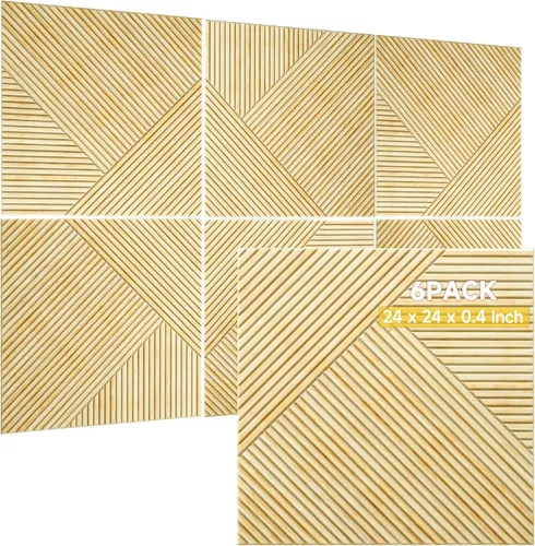 Vista 16 de TO-TH Paneles acústicos de pared, paquete de 6 unidades de tamaño total de 72 x 48 pulgadas, paneles acústicos decorativos autoadhesivos para pared