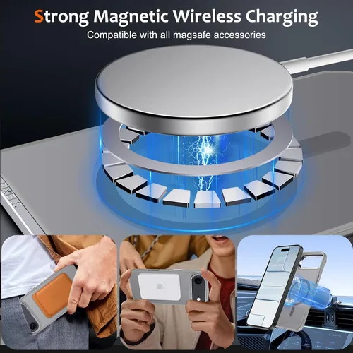 Vista 1335 de Anuck - Funda magnética para iPhone 11 compatible con MagSafe, carcasa trasera mate translúcida dura, borde de TPU, delgada, resistente a impactos