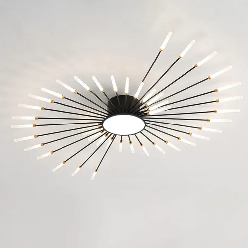 Vista 23 de Lámpara de techo LED regulable de 32 pulgadas, 12 luces de techo, lámpara de techo empotrada, iluminación de interior dorada para sala de estar, 12