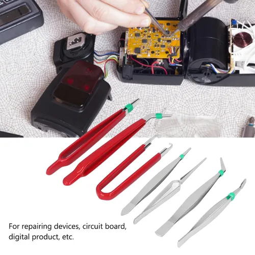 Vista 6 de Juego de 7 pinzas, kit de herramientas de mano multiusos antiestático para reparación de mantenimiento de electrónica