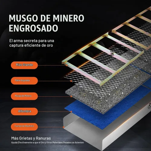 Vista 5 de VEVOR Kit Completo de Caja de Esclusa para Bateo de Oro, Equipo de Minería de Oro de Aleación de Aluminio Plegable de 50", Kit de Prospección de Oro