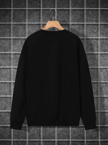 Vista 2 de MakeMeChic Sudadera casual con cuello redondo y estampado de dinosaurio de dibujos animados para hombre