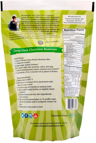 Vista 2 de Mezcla de brownie de chocolate oscuro profundo de Prairie sin gluten, protocolo de pureza certificado sin gluten, sin OMG, 11 onzas (paquete de 2)