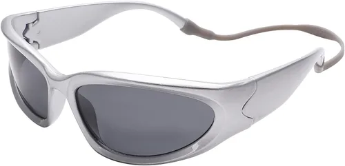 Vista 6 de GUVIVI Gafas de sol para niños con correa envolvente, gafas de sol futuristas para niños y niñas, persianas ovaladas de 4 a 12 años