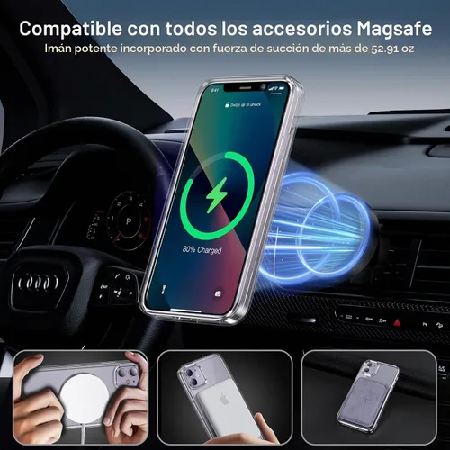 Vista 4 de Fin2feel Funda magnética para iPhone 11, con protector de pantalla de vidrio templado, [compatible con MagSafe], protección contra caídas de grado