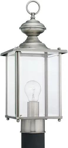 Vista 5 de Sea Gull Lighting 8257-12 Jamestowne - poste farol con cristal biselado transparente, 17 pulgadas, color negro