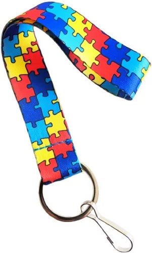 Vista 4 de Llavero de pulsera para concientización del autismo, soporte para tarjetas de identificación (juego de 3)