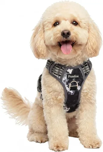 Vista 38 de Funfox Arnés para perro sin tirones, arnés de chaleco ajustable para mascotas, material súper suave con mango vertical, fácil control, paseo