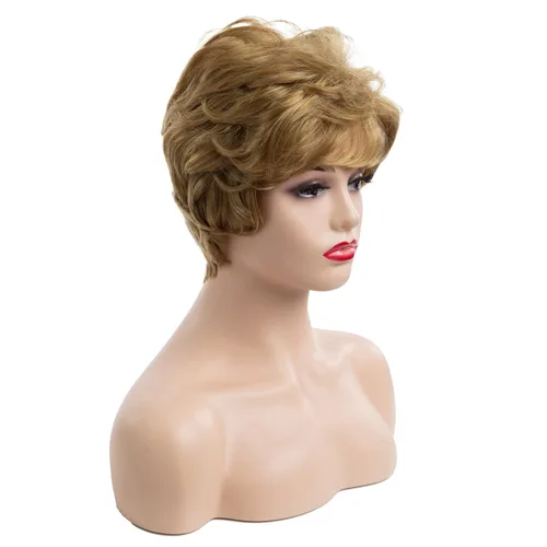 Vista 4 de Peluca corta rubia Pixie sintética en capas Cosplay pelucas completas para mujeres blancas