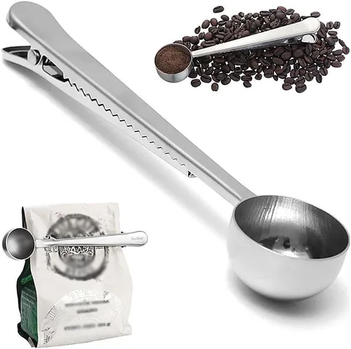 Vista 5 de Pour Over - Hervidor de café con termómetro de 1.2 litros, agarre de mano de cuello de cisne, acero inoxidable de primera calidad, cuchara de café