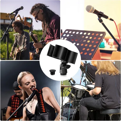 Vista 7 de Soporte de clip de micrófono ajustable para micrófono, soporte de micrófono inalámbrico, abrazadera de micrófono para soporte de micrófono